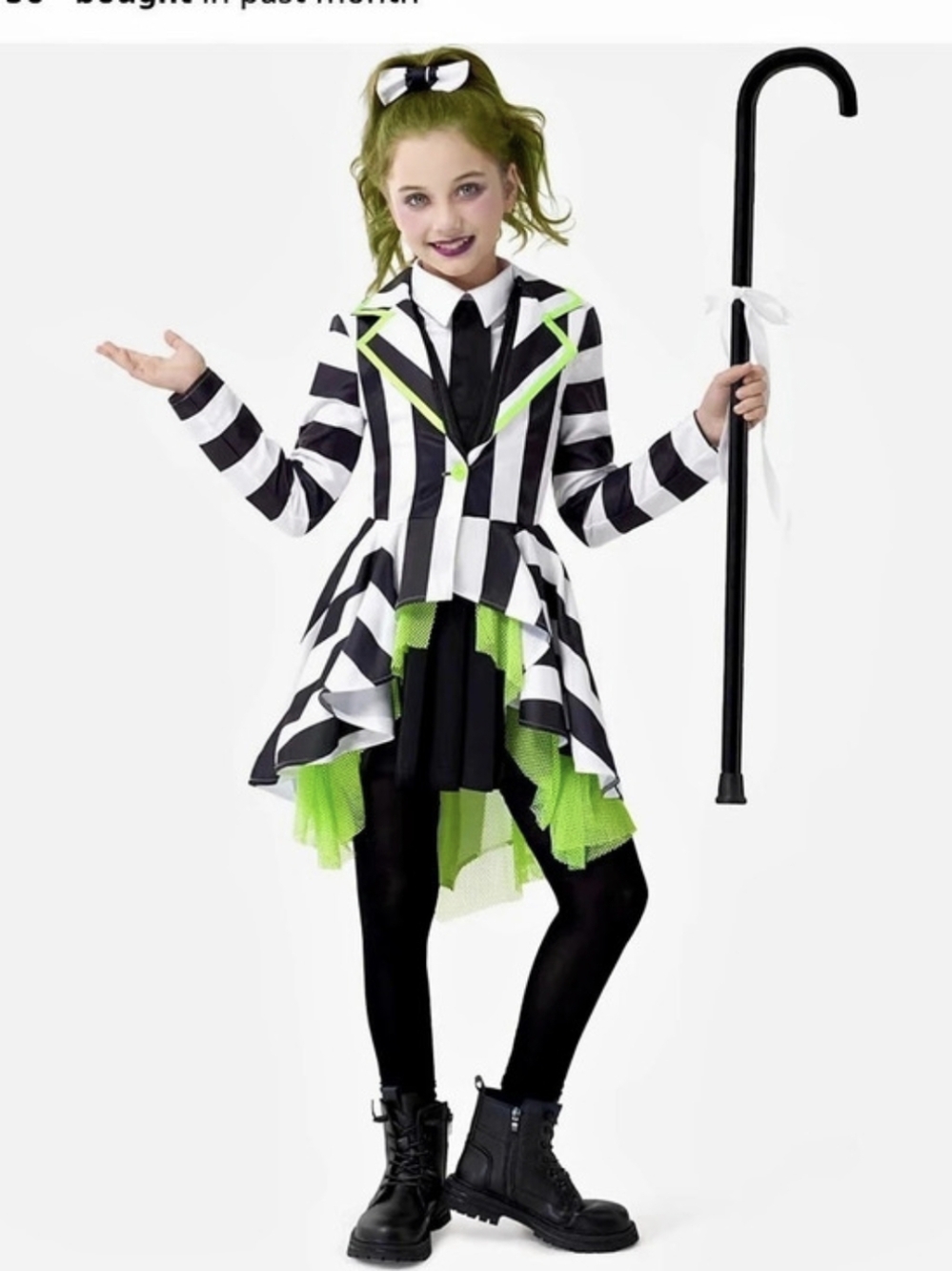 Spooktacular Creations Horror Black and White Vertical Striped Costume for Girls